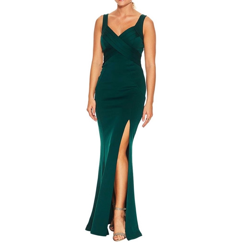 Emerald Green Gown / Dress with slit